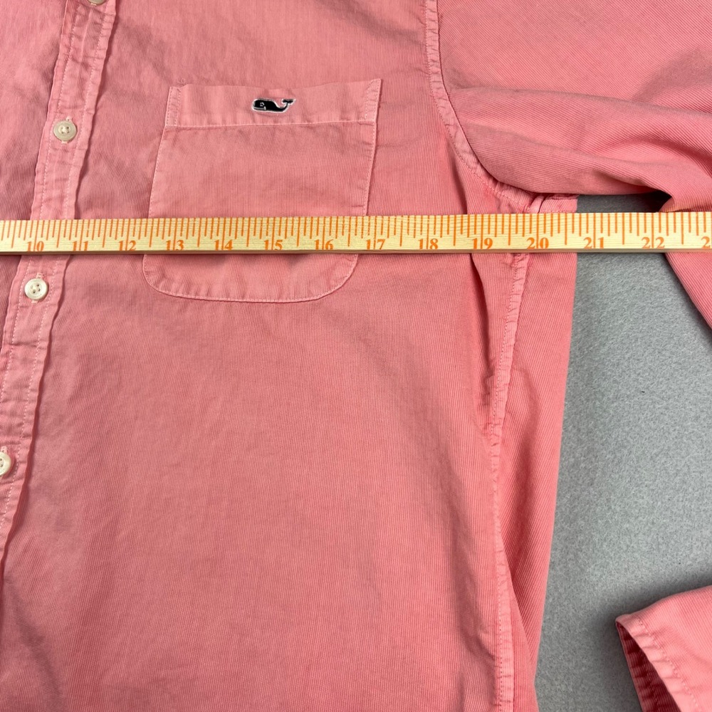 Vineyard Vines Mens Slim Fit Tucker Shirt Salmon Pink Cotton Silk Corduroy Med - Picture 3 of 8